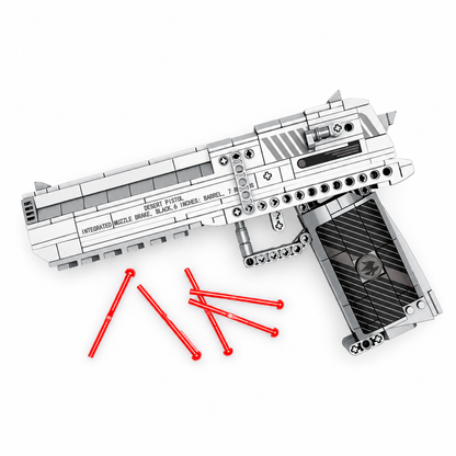 BrickStrike Desert Eagle brick model with red plastic projectiles